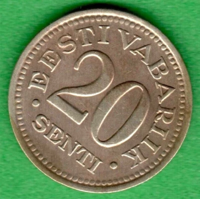 1935s. ESTONIA 20 SENTI COIN 1547 - Image 1 of 2