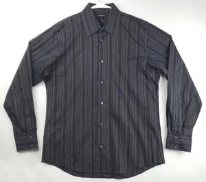 Club Monaco Shirt Mens Medium Black White Striped Cotton Long Sleeve Button-up - Picture 1 of 11