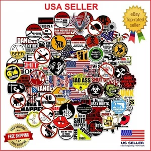 100 Pack Funny Hard Hat Stickers Construction Electrician Helmet Tool Box Decals - Picture 1 of 12