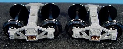 O SCALE SPRUNG ARCH BAR TRUCKS WITH METAL INTERMOUNTAIN WHEELS WISEMAN GC906M - Image 1 of 3