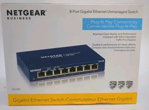 NETGEAR GS108 8-portowy Gigabit Ethernet Niezarządzany przełącznik Metal Plug Play (90182) - Zdjęcie 1 z 13