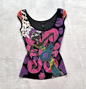 Y2K Custo Barcelona Vintage Tank Top Cop Copine Hysteric Glamour Vibe - Picture 1 of 9