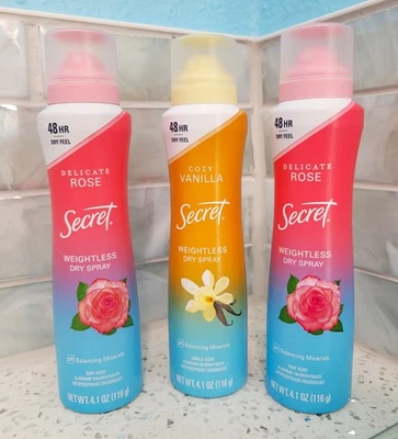 Secret Dry Spray Women's Antiperspirant Deodorant. Rose. Vanilla. 4.1 oz., 3 pk. - Image 1 of 4