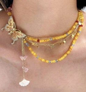 ✨ Collier Ras du Cou Papillon & Perles – 42 cm + chaîne de rallonge ✨ - Bild 1 von 2