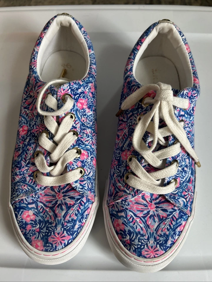 Zapatillas deportivas LILLY PULITZER Abigail con cordones azules Peri Takin It Easy 8M Foto 1 de 4
