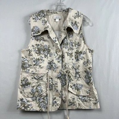 Chaleco Christopher & Banks Talla Pequeña Floral Cordón Cintura Ditsy Cottage Core Foto 1 de 4