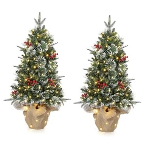 3FT Pre-Lit Artificial Mini Christmas Tree, Table Top Christmas Tree with 2pcs - Picture 1 of 8