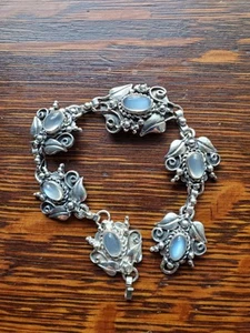 Vintage Blue Moonstone Sterling Silver Bracelet - Picture 1 of 16