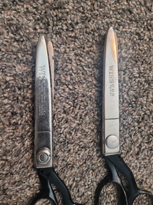 J Wiss & Sons Tailor Fabric Pinking Scissors Shears Made in USA Antique Vintage - Image 1 of 3