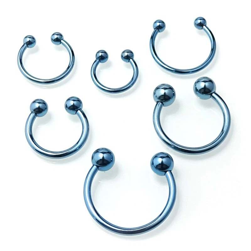 1,2 mm u. 1,6mm Titan Rundhantel Hufeisenring Hellblau Lippen Intim Piercing - Bild 1 von 1