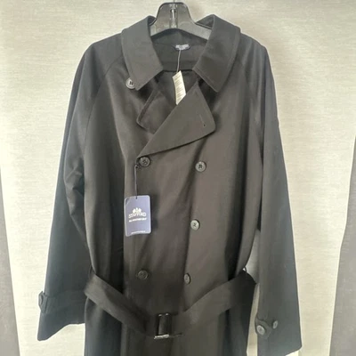 Vtg NWT Stafford All Weather Trench Coat 46 Long - Deadstock Rain Wear Black - Image 1 of 4