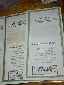 4 fundas antiguas de contrato de seguro John Hancock - William McPhail, Paul Clark - Imagen 1 de 3