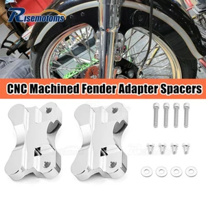 Chrome CNC-Machined Front Fender Riser Relocator For Harley Softail 21" Wheel - Foto 1 di 9