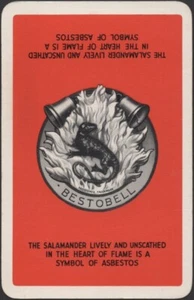 Playing Cards Single Card Old Vintage * ASBESTOS * Advertising Art SALAMANDER A - Picture 1 of 3