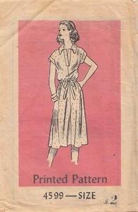 SEWING PATTERN DRESS DRAWSTRING WAIST LONG/SHORT SLVES 70s PRINTED 4599 34"B M6A - Picture 1 of 2