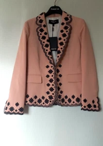 PAULE KA VESTE BRODÉE MANCHES LONGUES TAILLE FR38-EU36-US S ROSE SAUMON ET NOIR - Picture 1 of 18