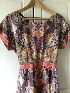 Bohemian Paisley Print Silky Scarf Print Dress Warehouse Uk 6 - Picture 1 of 7