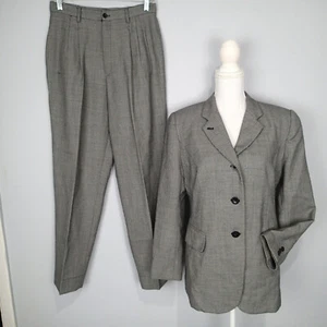 PHILIPPE ADEC black white Career 2 Pc Blazer Pant Suit 8 wool blazer jacket - Picture 1 of 12