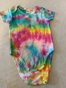NUEVO CON ETIQUETAS 'MuddyKnees' 1 pieza CAMISETA BEBÉ Snap Mano Tie-Dye Arco Iris M 6-12mo $22 - Imagen 1 de 6