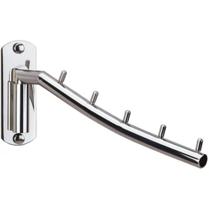 Stainless Steel Home Wall Mount Clothes Hanger Rack Hook W/Swing Arm Ball Holder - Picture 1 of 8