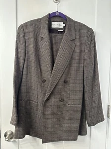 JH Collectibles 16 Vintage Blazer Skirt Suit Brown plaid - Picture 1 of 8