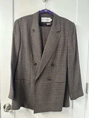 JH Collectibles 16 Vintage Blazer Skirt Suit Brown plaid - Image 1 of 4