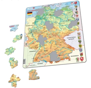 Karte Von Deutschland Physical- Rahmen / Platte Puzzlespiel 29cm x 37cm ( Lrs - Bild 1 von 1