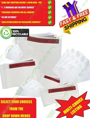 SMALL & LARGE PLAIN/PRINTED DOCUMENT ENCLOSED WALLETS LABELS POUCHES ALL SIZES - Image 1 of 4