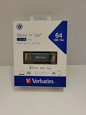 Verbatim Store-N-Go Dual USB 3.0 Flash Drive 64GB Graphite 49301 - Image 1 of 4