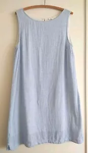 BeachLunchLounge Blue White Striped Linen Cotton Sleeveless Sheath Dress Size L - Picture 1 of 14