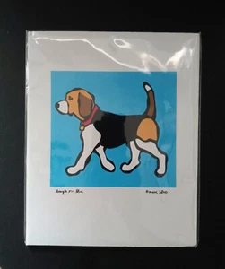 Póster con impresión artística azul Marc Tetro Beagle perro cachorro 8" x 10" - Imagen 1 de 10