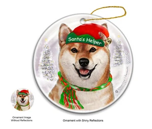 Santa's Helper Ornament - Red and White Shiba Inu 4248 - Picture 1 of 1