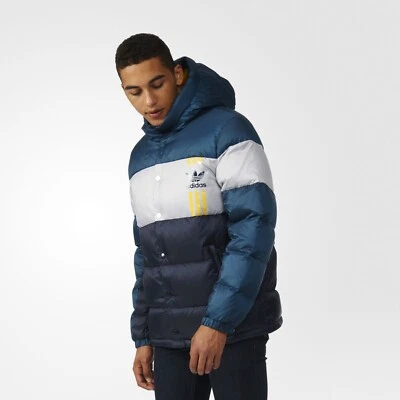 Adidas Originals Men's ID96 Puffer Winter Down Jacket / RRP £150 / Blue - Image 1 of 4