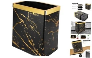 Bathroom Trash Can, 2.6 Gallon Gold Pretty Waste Basket Double-layer Metal - Picture 1 of 8