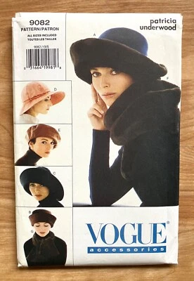 VOGUE Accessories Pattern 9082 Women's Hats Patricia Underwood UNCUT - Image 1 of 2