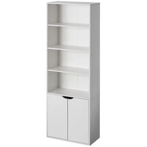 New 71" 4 Tier Open Book Shelf with 2 Doors Storage Cabinet & 1 Adjustable Shelf - Picture 1 of 7