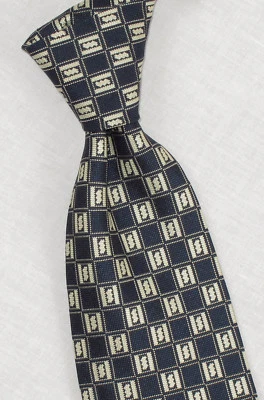 Altea Woven Blue/Cream Box Check 4" Wide Silk Tie - Image 1 of 3