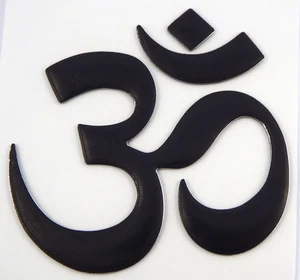 Aum Om Yoga BLACK decal emblem 3D sticker for car bike 2.5" flexible - Foto 1 di 2