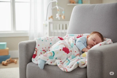 GEORGE Babydecke Fleece Regenbogen Überwurf weich warm Winter kuschelig Reise Bett Sessel