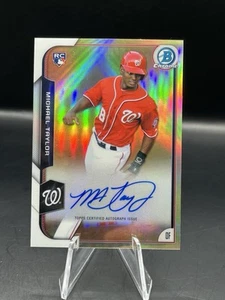 2015 Bowman Chrome Rookie Autographs Refractor #BCAR-MT Michael Taylor #227/499. - Picture 1 of 4