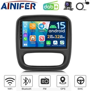 DAB+ Android15 CarPlay GPS WIFI Autoradio Für Opel Vivaro B Renault Trafic 3 - Bild 1 von 22