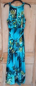 Vestido largo de verano romano estampado turquesa talla UK 18 muy buen estado - Imagen 1 de 8
