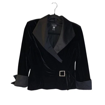 Top formal de terciopelo Xscape para mujer talla 8 negro Joanna Chen Hoco fiesta pedrería Foto 1 de 4