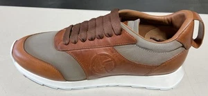 Giorgio Armani Panelled (X2X160) Tan Leather/Mesh Low Top Sneakers Men  Sz 9 - Picture 1 of 16