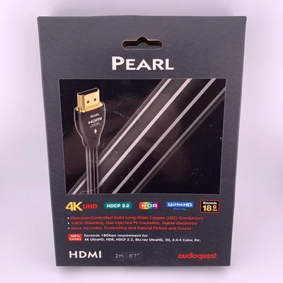 Genuine Audioquest Pearl Hi-Speed 4K + HDR HDMI Cable, 2M (6'7") Length - Image 1 of 4