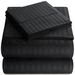 King Sheet Set - 4-Piece Striped Deep Pocket King Bed Sheets - Ultra-Soft & W... - Picture 1 of 6