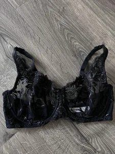 Soma sinnlicher transparenter schwarzer ungefütterter BH mit Spitze Größe 34D - Bild 1 von 6