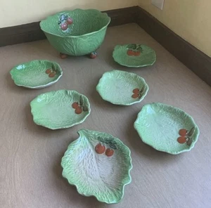 Green cabbageware leaf tomato decor 1930s Beswick Carlton England Serving bowl - Picture 1 of 14