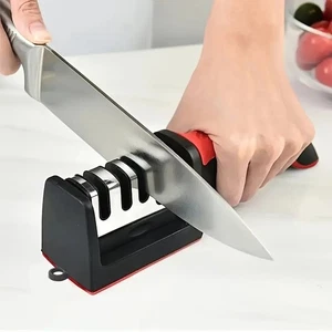 2-in-1 Knife & Scissor Sharpener 4-Stage Handheld Tool ABS Ceramic Blade UK - Picture 1 of 10