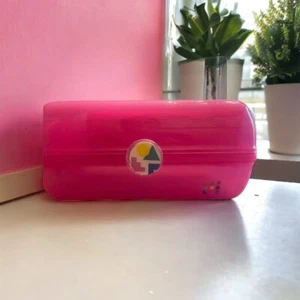 Vintage Caboodles Travel Makeup Organizer Case Hot Pink Sparkle Fold Out Mirror - Picture 1 of 12